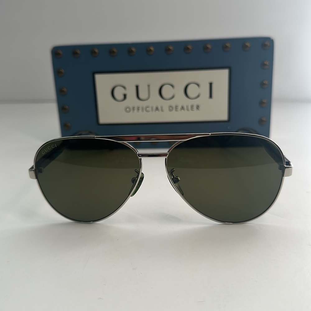 💯- New Authentic Gucci™ GG1163S 002 60 - Silver/Gray Sunglasses - Picture 8 of 14